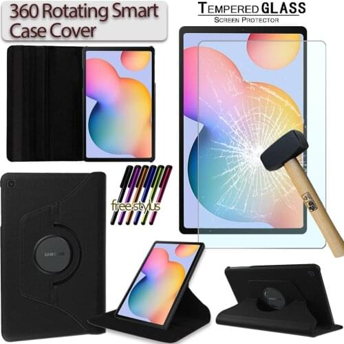 360 Rotating Case for Samsung Galaxy Tab S6 Lite 10.4" P610 P615 Anti-fall Scratch Resistant Tablet Case+Tempered Film