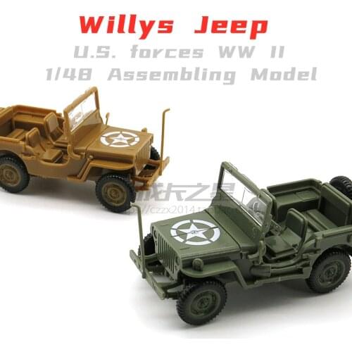Ww2 1/48 US Army Willys Jeep Model SUV Assembling Model Toys Old-fashioned Off-road Vehicle Models Toy Cars Boys Gift