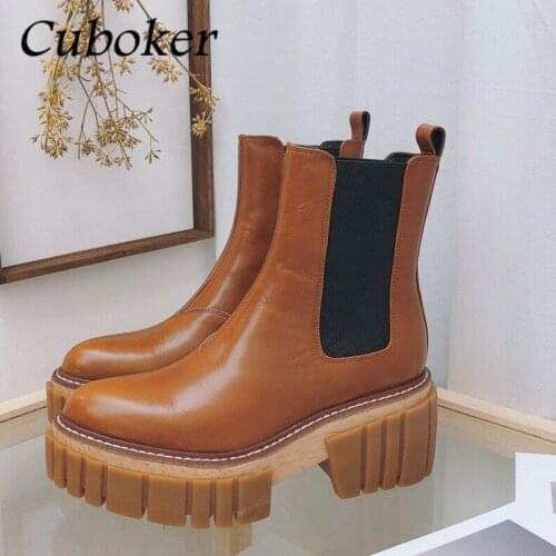 Thick Sole Women Martin Boots 2021 Autumn Winter Brand Designer Round Toe Height Increasing Ankle Boots High Quality Boots Women