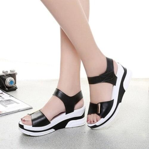 2021 Summer Women Fashion Sandals Pu Leather Shoes Platform Ladies White Sneakers Sandals Shoe Open Toe High Heel Footwear