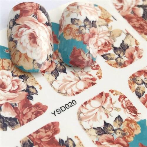 YZWLE 1 Sheet Big Chry Flower DIY Decals Nails Art Water Transfer Printing Stickers Accessories For Manicure Salon