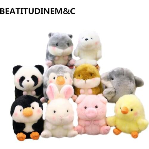1PC 20cm Cute Round Shape Cartoon Simulation Animal Hamster Panda Penguin Rabbit Pig Plush Toy, Simulation Toy Doll, Kids Toy