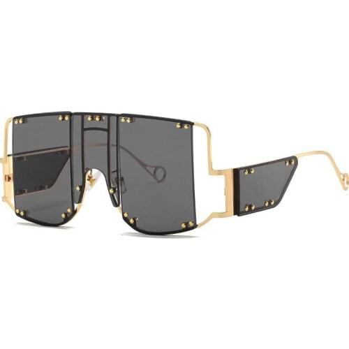 1 PC Oversized Square Sunglasses Women Luxury Fashion Red Black Clear Lens Sun Glasses Men Mirror UV400