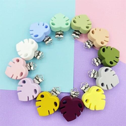 1pcs Perle Silicone Leaves Shaped Clips BPA Free DIY Baby Soother Nursing Dummy Draft Teethiing Toys Clips