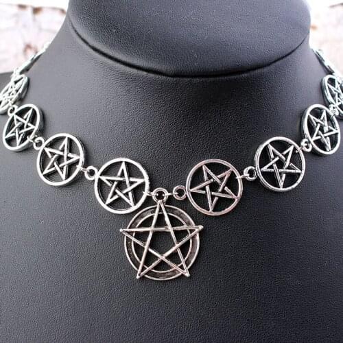 1Pcs Supernatura Pentagram Pendant Religious Wicca Witchcraft Necklace Pagan Hanging L Neck Chain Jewelry for Creative Gifts