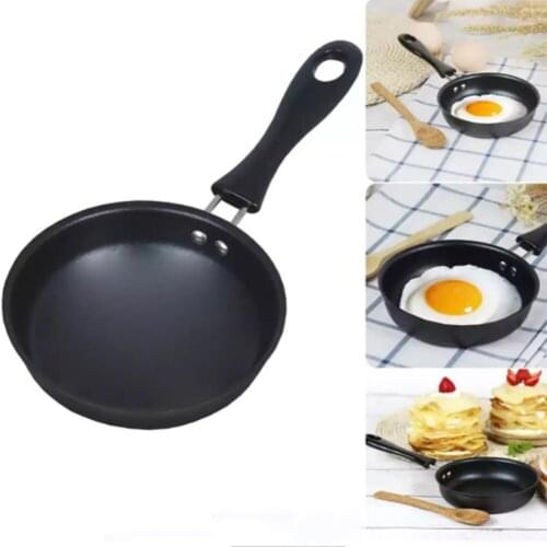 12cm Mini Portable Egg Pot Frying Pan Non Stick Long Handle Anti-scratch Coating Pan Kitchen Supplies