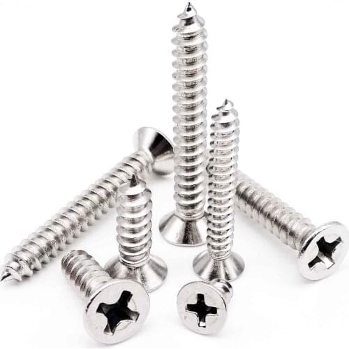 10/50pc M3.5 M3.9 M4.2 M4.8 M5.5 M6.3 304 stainless steel Cross Phillips Flat Countersunk Head Self tapping Furniture Wood Screw