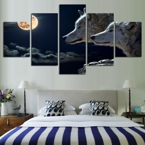 5pieces Wall poster Black and White Modular Pictures Canvas Painting Prints on Canvas Wolf Dropshipping no frame FA409