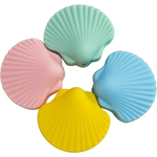 Silicone Shell Teething Beads 5Pc Cartoon Silicone Teether Bead For Baby Rattle Nursing Necklace Handmade Accessories Teether