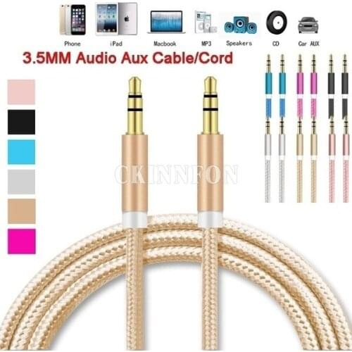 500pcs 1M 3.5 mm Jack Audio Cable 3.5mm Male to Male Stereo Auxiliary Cord for iPhone 6 6S Car MP3 MP4 Headphone Speaker AUX