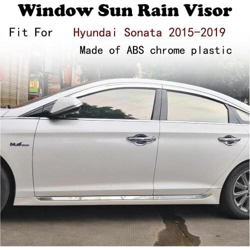 ABS Chrome plastic Window Visor Vent Shades Sun Rain Guard car accessories For Hyundai Sonata 2015-2019