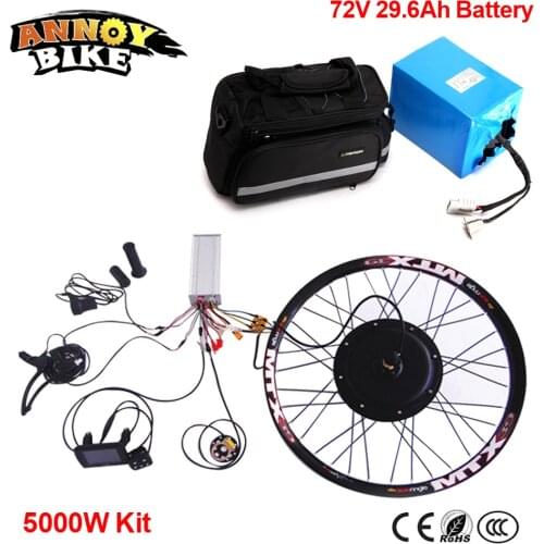 72V 29.6Ah Panasonic Battery Electric DIY Motorcycle DIY 24" 26" 72v 5kw Wheel Motor Kit 72v 5000w Electric Bike Conversion Kit