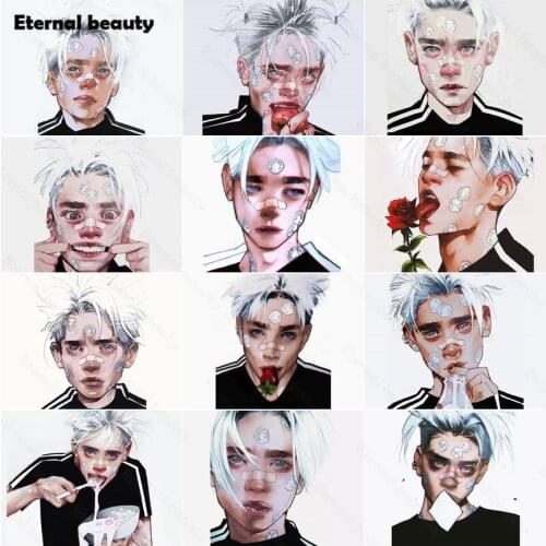 Diamond Painting Cross Stitch Kits Korean Boy Band Aid White Hair Full Square Round Drill Needlework Full Diamond Embroidery