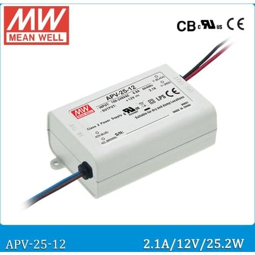 Free Shipping Meanwell Single Output LED driver APV-25 5V 12V 15V 24V 36V IP42 Lighting Transformers for LED Strip UL CB CE EMC