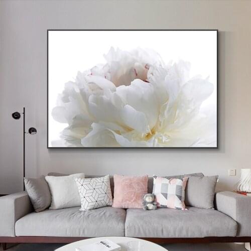 Big White Romantic Flower Canvas Paintings on the Wall Modern Print Posters for Living Room Home Decoration Wall Art Pictures