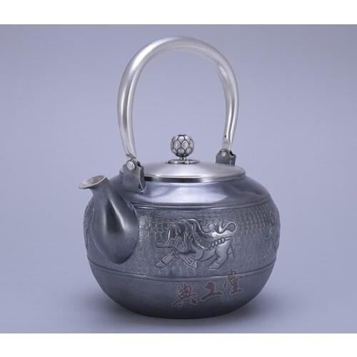 Teapot, stainless steel teapot, silver teapot, hot water teapot, teapot 1100ml water, kung fu tea set