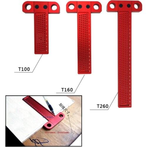 Woodworking hole scriber ruler aluminum alloy T-shaped ruler woodworking mini scriber crossed Measuring tool Precision Cross-cal