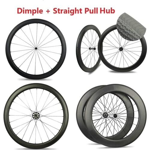 Dimple Surface Carbon Road Bike Wheels Tubular / Clincher 45mm 50mm 58mm 80mm Wheelsets With RF08 Straight Pull Hub