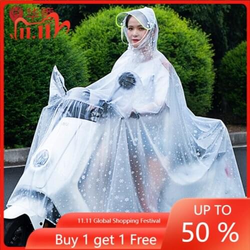 Electric Battery Motorcycle Raincoat Long Full Body Rainproof plus-Sized Thick Transparent Single Female Bicycle Poncho