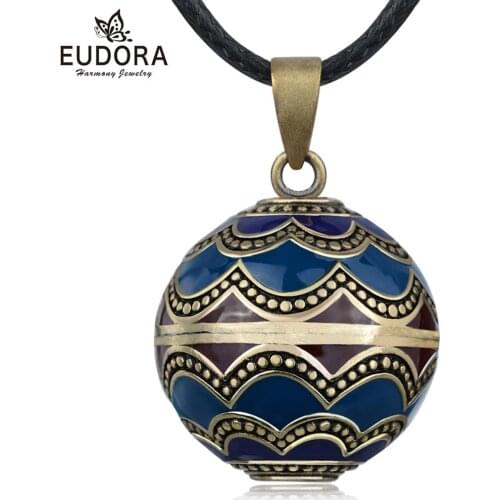 Eudora Vintage Navy blue Squirrels favorite pine cone Pendant Harmony Bola Ball Necklace women Jewelry best gift for pregnancy