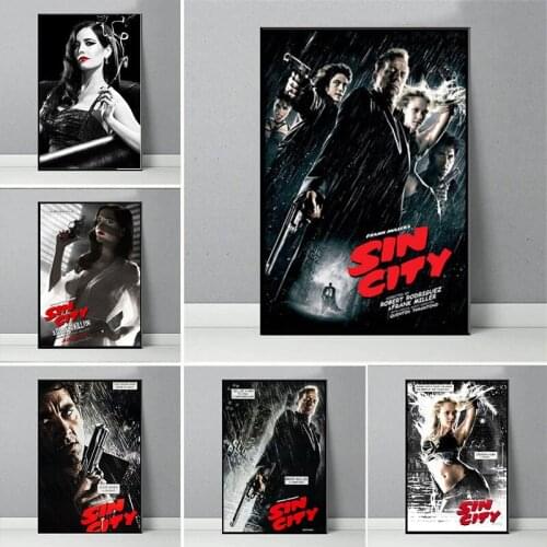 Sin City Quentin Tarantino Movie Hot Art Canvas Painting Vintage Posters and Prints Wall Art Pictures Home Decoration