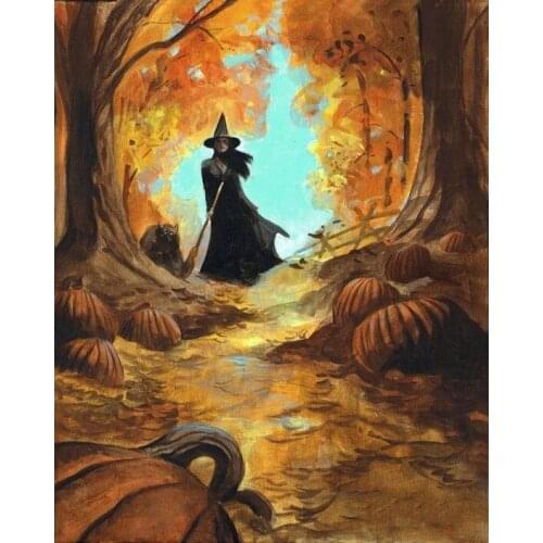 JMINE Div 5D pumpkin witch tree halloween Full Diamond Painting cross stitch kits art Cartoon 3D paint by diamonds