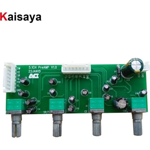 Kaisaya 5.1 Amplifier Preamplifier Tone Board 6 Channel NE5532 Volume Control Board With Low Pass