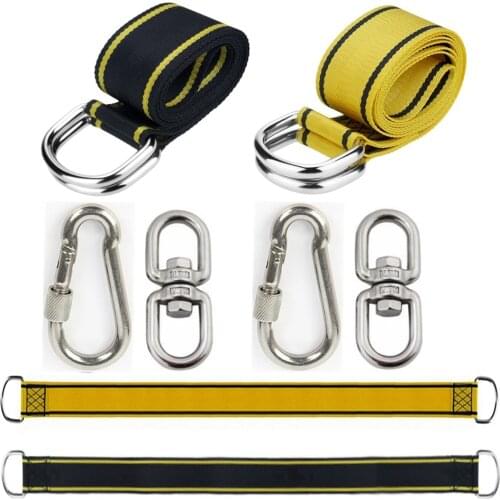 One Pair Tree Swing Hanging Kit Hammock Straps Rope Carabiner 350 KG Load Capacity OutDoor Camping Hiking Hammock Hanging Belt