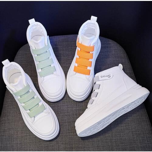 New Sneakers Women Casual Shoes PU Leather Flat Anti-Slip Women Sneakers Outdoor Trainers Female Zapatos De Mujer Shoes High-top
