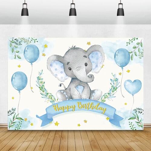 Laeacco Elephant Flower Safari Party Wild One Newborn Baby Shower Birthday Backdrop Custom Photography Background Photophone