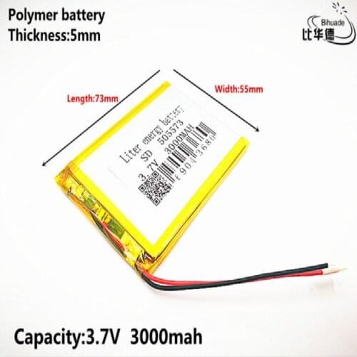 Liter energy battery Good Qulity 3.7V,3000mAH,505573 Polymer lithium ion / Li-ion battery for TOY,POWER BANK,GPS,mp3,mp4