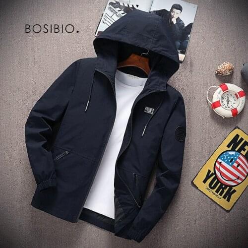 LUKER CMSS Summer Autumn Men Casual Jackets Solid Slim Fit Thin Hooded Jacket Male Fashion Zipper Coat Size M-4XL 8125
