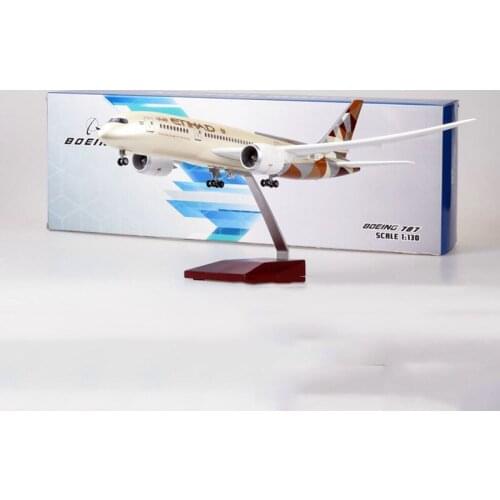43cm Airplane 1/130 Scale simulation Boeing B787 Aircraft ETIHAD Airlines Model Pedestal Light&Wheels Diecast Plastic Plane Toys
