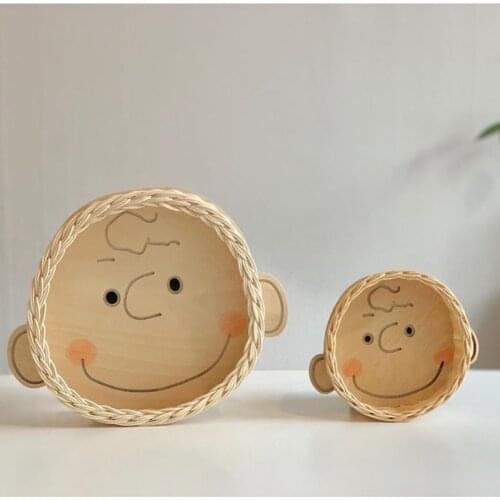 Cartoon Picnic Basket Rattan Storage Toy Basket Kitchen Organizer Panier Rangement Clothes Jewelry Plate