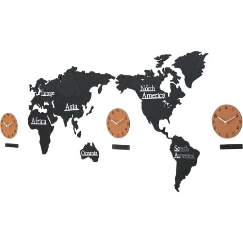 Wall Map Clock 3D Wall Clock with Mirror Numbers Stickers Living Room Bedroom Decor for Home Office Shop Ornament