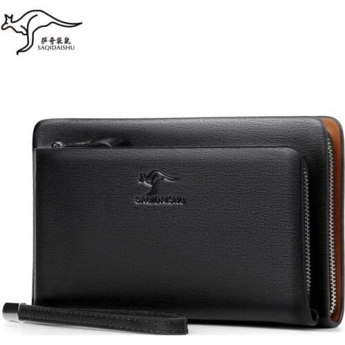 2021 New Design Man Day Clutch Big Capacity Long Wallet High Quality Male Business Handbag Phone Case PU Leather Purse