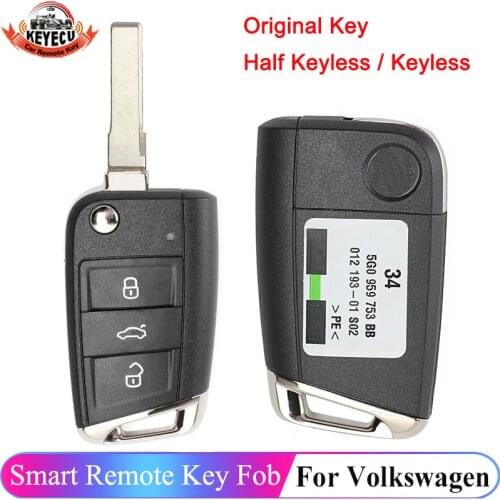 KEYECU Remote Key Fob 434MHz ID48 for Volkswagen MQB Golf VII MK7,Skoda Octavia A7 2017 5G0959753BC