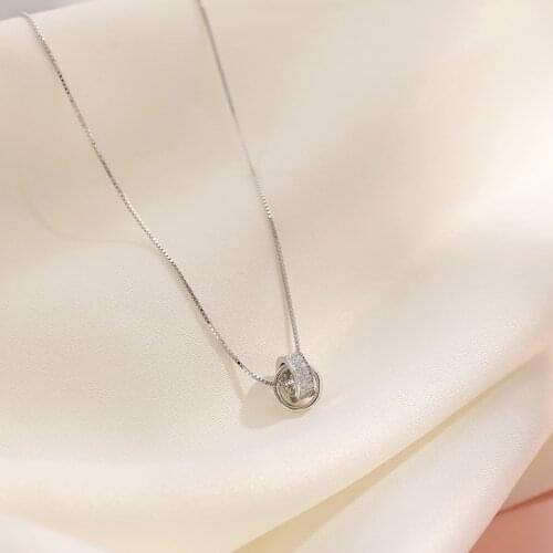 925 Sterling Silver Double circle Necklace With Simple Temperament And Versatile Clavicle Chain For Charming Female Women Gifts