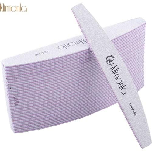 50Pcs/Pack Klimonla Double-Side Gray Nail File 100/180 Grit Buffer Block Pedicure UV Gel Polish Beauty Nail Care Tools Salon
