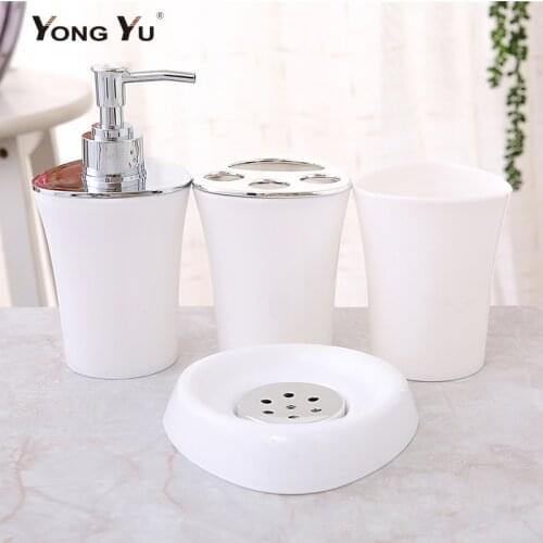 4Pcs/Set Bathroom Accessories Plastic Soap Dispenser Dish Toothbrush Holder Mouth Cup Home Decoration