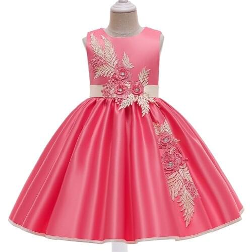 Girls Dress Kids Dresses Little Princess Satin Flower Girl Dress Wedding Gown Children Christmas Party Clothing 4-10 Years