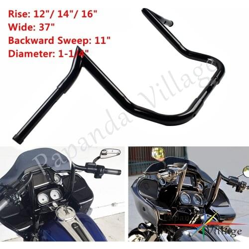 12" 14" 16" Rise Monkey Bar Handlebars for Harley Touring Street Glide Batwing Dresser Bagger 1-1/4" Handlebar Ape Hanger Bars