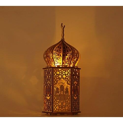 Ramadan Party Lamp Night Light Bedroom Lighting Home Decoration Creative Holiday Retro Wooden Art Minimalist Hollow Table Lamps
