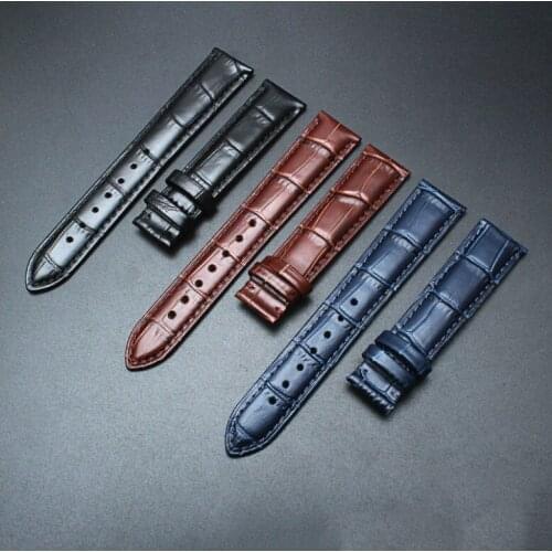 High quality Watch Band Strap Butterfly Pattern Genuine Leather Deployant Buckle Bracelet Brown Black Watchbands 12-22mm