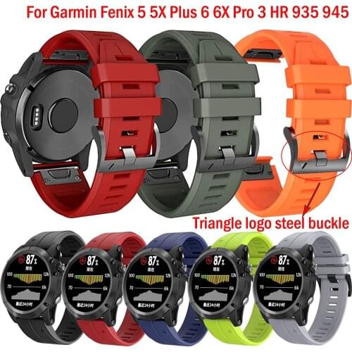 26 22MM Watchband Straps For Garmin Fenix 5 5X 3 3HR Fenix 6X 6 Pro 935 Watch Quick Release Silicone Easyfit Wrist Bands Correa