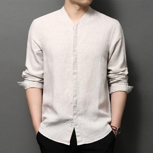 2021 Camisa Cotton Linen Shirt Men Brand Clothing Men Shirt Long Sleeve White Shirts For Men Chemise Homme Mens Shirts 30625