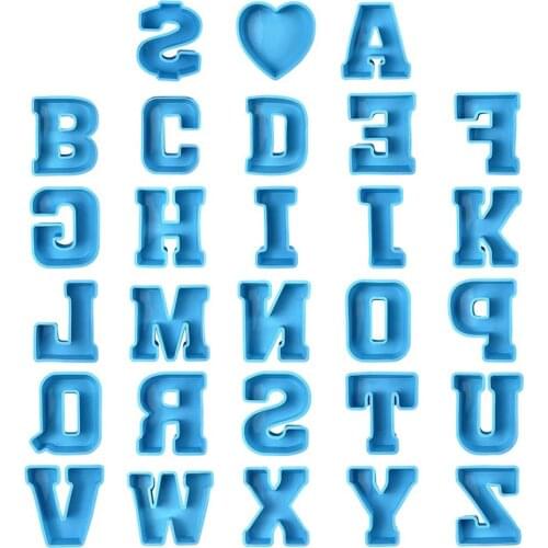 DIY Crystal Silicone Mold Fondant Mold 26 English Alphanumeric Epoxy Resin Mold Home Cake Decoration Art Kitchen Bakeware