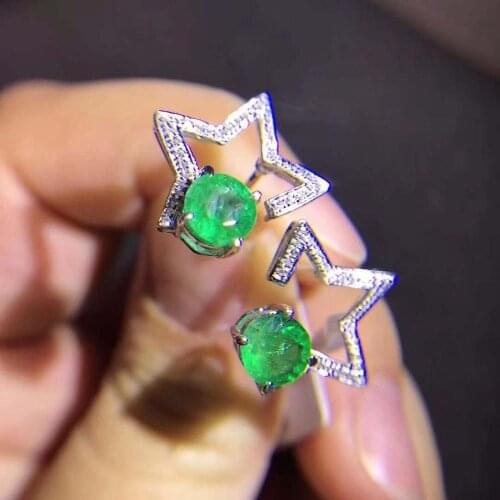 Natural and real Emerald earrings Fashion Earring 925 sliver Earring