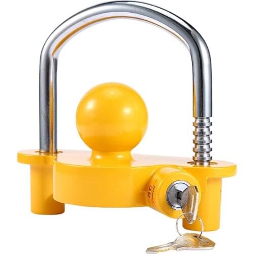 Heavy-Duty Trailer Hook Lock Universal Ball Coupler Touring Lock Anti-Theft RV Yellow U-Shaped Lockstitch Caravan Accessories