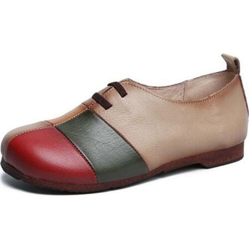 2021 New Spell Colors High Quality Full Genuine Leather Shoes Soft Comfort Non-slip Women Shoes Casual Sneakers Loafers Shoes